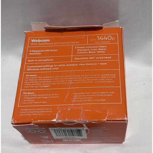 onn Webcam Autofocus 1440p Resolution Built-in Microphone 360 Degree Rotation - Picture 3 of 8